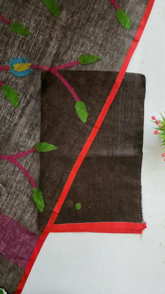 Linen Jamdani Needle Work Suit