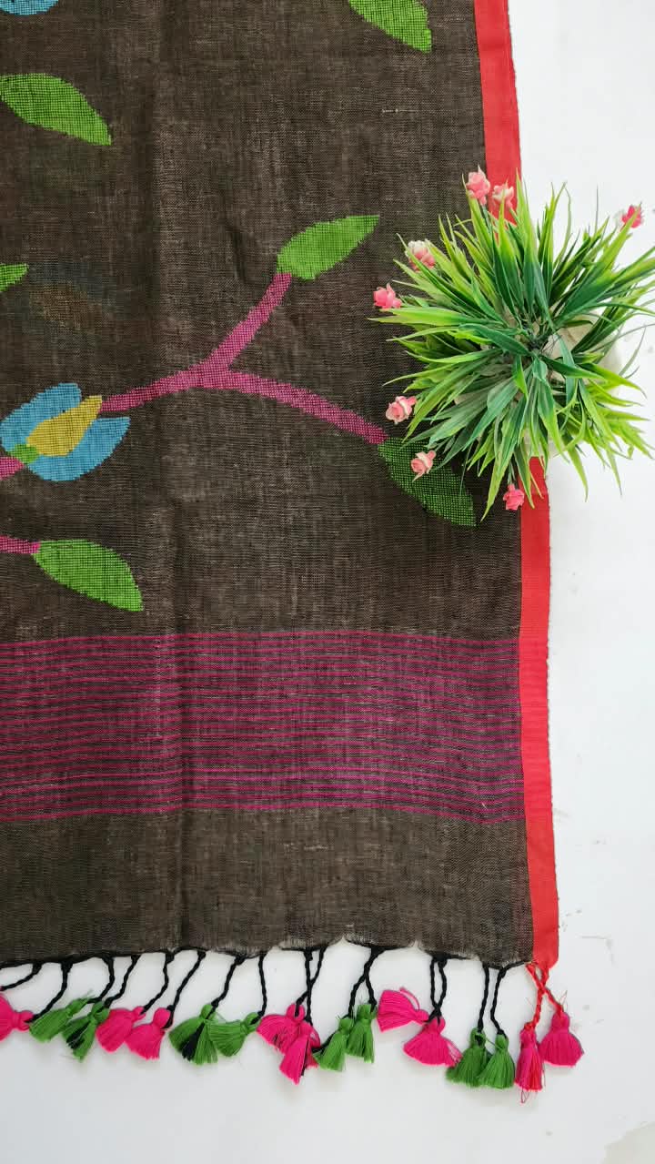 Linen Jamdani Needle Work Suit