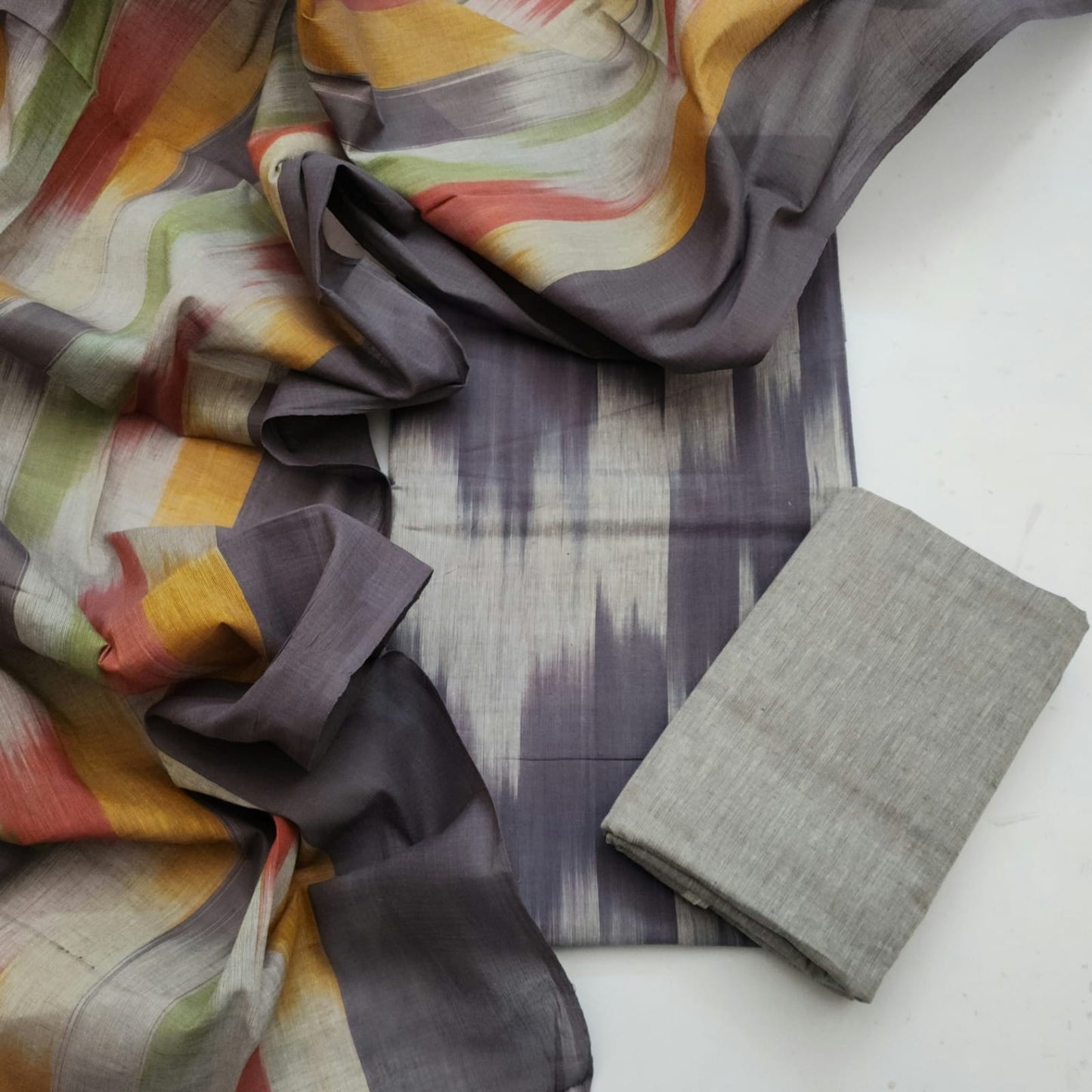 Single Ikkat Dress Material With Dupatta