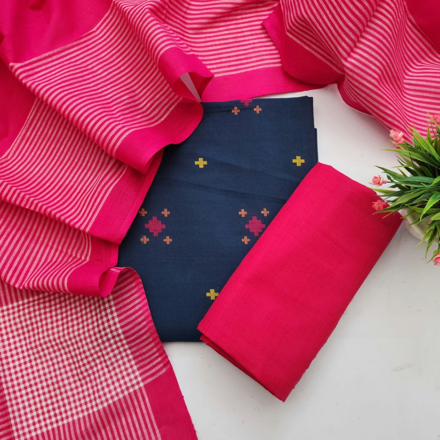 Single Ikkat Dress Material With Dupatta