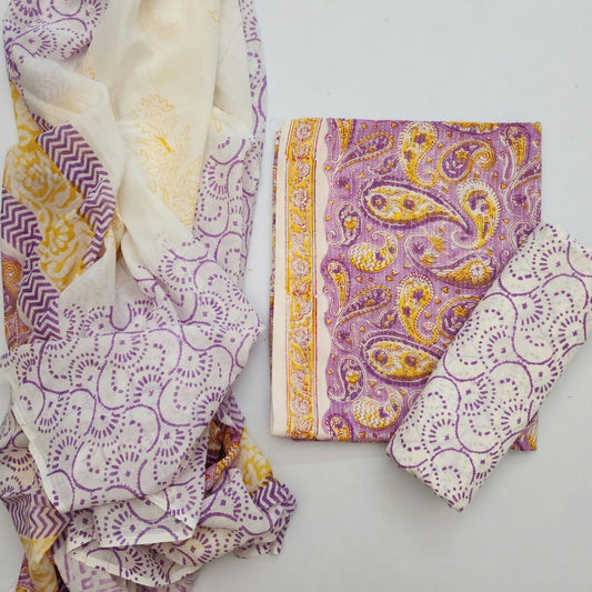 Katha Cotton Dress Material with Dupatta – 3 Piece Set